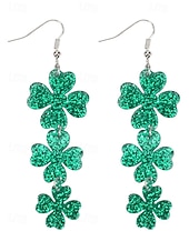 billiga Tillbehör-Damörhängen i legering med hängen till fest, St. Patrick's Day-motiv, flermönster med shamrock och pyssling, roliga festliga irländska smycken för högtidsfester, parader och festkläder