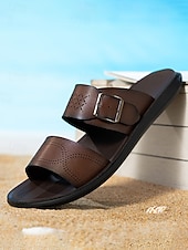 baratos sandálias-Sandálias brancas masculinas – fivelas ajustáveis estilosas, ajuste confortável, perfeitas para casamentos na praia, férias de verão e passeios casuais.