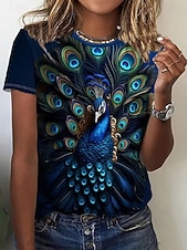 economico Maglietta Animali-Per donna Maglietta Stampato Floreale Grafico Animale Vintage Elegante Classico Manica Corta Girocollo Top Regolari Quotidiano Weekend Blu Blu Reale Verde scuro Viola Beige Estate Primavera