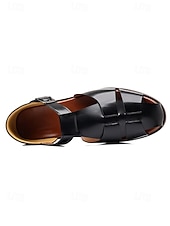 economico sandali-sandali da uomo in similpelle marrone con cinturini, design aperto traspirante, suola leggera e comoda, stile rilassato per matrimoni in spiaggia e occasioni estive