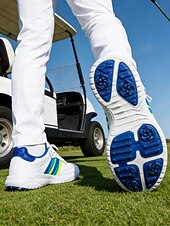 cheap Men's Golf Shoes-Men's White Golf Sneakers, Athletic Lace-Up Design with Color Stripe Detail, Shock-Absorbing Sole, Modern Sport Style for Golf Courses