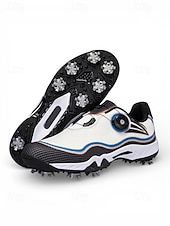 cheap Men's Golf Shoes-Men's Red and White Golf Shoes with Shock Absorption, Comfortable Footwear for Golf &amp; Active Lifestyles