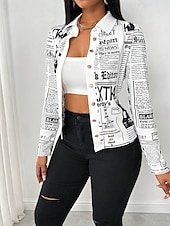 cheap Floral Blouses-Women's Shirt Blouse Buttons Letter Stylish Modern Casual Long Sleeve Shirt Collar Regular Tops Daily Holiday Going out White Summer Spring
