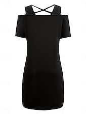 Недорогие мини черное платье-женское простое мини-платье с v-образным вырезом на каждый день для отпуска с коротким рукавом на лето и весну