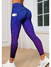 economico Leggings e collant da yoga-Per donna leggings da pilates Pantaloni fitness Leggings da palestra Tasche Bollo Tasche Laterali Pilates Palestra Allenamento in Palestra Pantaloni Collant Leggings Gradiente di Colore Leopardato