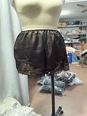 abordables Pantalones cortos bermudas-Mujer Fresco Chinos Pantalón corto Elegante Vacaciones Vintage Corto Media cintura Color sólido Encaje Retazos Cintura elástica Confortable Transpirabilidad Cómodo Rígido Diario Exterior Vacaciones