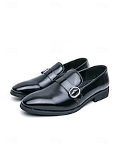baratos Mocassins-Sapatos masculinos de couro envernizado rosa com fivela e detalhes em preto - sapatos sociais modernos para eventos sofisticados e casamentos.