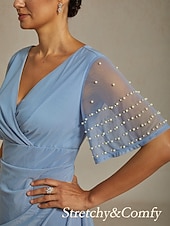  Naisten Maksimekko Kotelomekko Tyylikäs Laskostettu Yhtenäinen väri Lyhythihainen Pitkähihainen V kaula-aukko Pölyinen sininen