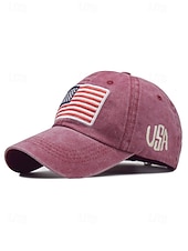 billige Tilbehør-United States 250th Anniversary Menns Brodert USA Baseball Cap Justerbar Caps i bomull Flerfarget Patriotisk Flaggbdesign USA Uavhengighetsdag Festivaler og Hverdagscasual