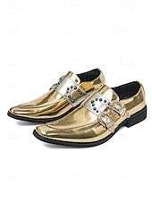 tanie Buty mnicha-Męskie fioletowe, lakierowane, skórzane mokasyny z podwójnym paskiem typu monk i akcentami z kryształków - eleganckie obuwie na luksusowe imprezy, wieczorowe stroje i wesela