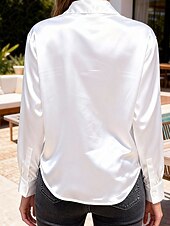 Недорогие Простые блузки-Жен. Рубашка Блуза Нарядные Топы Рюши Пэчворк Пуговицы Сплошной цвет Полотняное плетение Элегантный стиль Винтаж Дамы Длинный рукав Рубашечный воротник Обычные топы Повседневные Офис Праздники