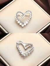 Недорогие День святого Валентина-Женская брошь в форме сердца из сплава с искусственным жемчугом, доступно несколько вариантов дизайна, идеально подходит для Дня святого Валентина, свадеб и повседневной носки.