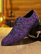 abordables Chaussures Derby-Chaussures habillées pour hommes en similicuir violet – un motif unique pour les mariages et les réceptions élégantes