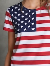  Giorno dell'Indipendenza Americana Per donna Maglietta Stampato Grafico A righe Bandiera Americana Elegante Classico Casual Manica Corta Girocollo Top Regolari Quotidiano Sportivo Uscire Rosso Estate