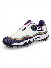 cheap Men's Golf Shoes-Men's Red and White Golf Shoes with Shock Absorption, Comfortable Footwear for Golf &amp; Active Lifestyles