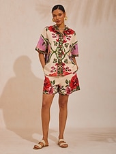 billige Grafisk shorts-Hawaii Palm luftige shorts i lin-look med blomsterprint
