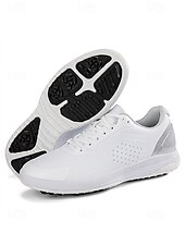 Недорогие Мужская обувь для гольфа-Белые мужские туфли для гольфа с амортизацией, легкие и дышащие, идеально подходят для игры в гольф и занятий спортом на открытом воздухе.