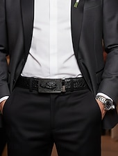 economico Matrimonio ACC-cintura da uomo in pelle di coccodrillo - cinture eleganti di lusso con motivo animalier per affari, eventi formali e regali