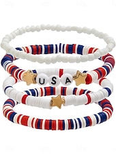 economico Braccialetti e bracciali rigidi-Con perline Stravagante Lettere dell'alfabeto Moda Personalizzato Ceramica Gioielli braccialetto Blu / Rosso Per Quotidiano Regalo Ferie