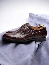 cheap Derby Shoes-Men's Genuine Leather Derby Shoes – Brown Cowhide Derby Shoes for Weddings, Business Events and Formal Occasions