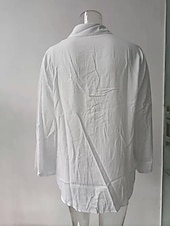 economico Vestiti-Per donna Finto cotone e lino Elegante Vintage Quotidiano Ferie Uscire Vestibilità comoda Semplice Manica Lunga Colletto a Camicia Bianco Verde Estate Primavera