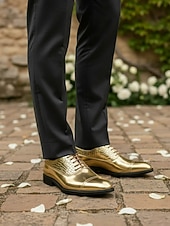 baratos Sapatos Oxford-Homens Sapatos sociais Pele PU Confortável Antiderrapante Respirável Com Cadarço Preto Dourado Outono Inverno