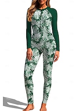 economico Rash Guards Interi-Per donna Standard Top sottomuta Rash Guard completo per il corpo Costume da surf intero Floreale Tropicale Con zip con reggiseno incorporato Cerniera Frontale Protezione Solare UV Coppa larga UPF50+