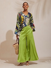 halpa paitoja, toppeja ja puseroja-viidakkoperhonen silkkinen satiinitoppi