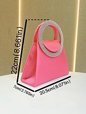 billiga Bröllop ACC-Damväska i satin med runt handtag i strass, finns i flera färger, kedjerem för axelbärning, perfekt för bröllop och fester