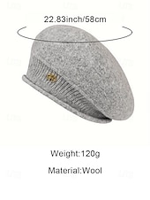 halpa Naisten hatut-Naisten pehmeä polyesterineulottu barettihattu, kevyttä villamaista lankaa, monivärinen klassinen ranskalainen tyyli jokapäiväiseen käyttöön, kaupunkiretkille, matkoille ja syksy-talvimuotiin