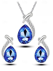 Недорогие Свадьба ACC-Женский ювелирный набор из сплава и циркона – элегантное колье и серьги в форме капли, доступны в нескольких цветах, идеально подходят для свадеб и вечерних мероприятий.
