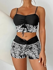 levne Sady bikin-Dámské Plavky Bikiny 2 ks Kraťasy Plavky Štíhlý Volná záda prázdniny Oblečení na pláž Do V Bez rukávů Plavky