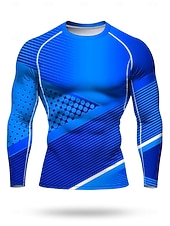 Недорогие Футболки и майки для бега-Муж. Универсальные Футболка для бега Спортивная рубашка Фитнес-рубашка Рубашка тренировки Беговой верх Длинный рукав Футболка Футболка Лето Весна Осень Зима Геометрический принт UPF 50