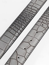 abordables Cinturones de hombre-Cinturón ajustable de piel sintética con estampado de cocodrilo para hombre, varios colores, perfecto para bodas y uso diario, diseño duradero y elegante.