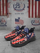 ieftine Pantofi de damă-Statele Unite 250 de ani Aniversarea Pantofilor sport negri pentru femei cu imprimeu steagul SUA cu design cu vultur încălțăminte patriotică pentru Ziua Independenței parade festivaluri alergat și