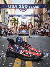 ieftine Pantofi de damă-Statele Unite 250 de ani Aniversarea Pantofilor sport negri pentru femei cu imprimeu steagul SUA cu design cu vultur încălțăminte patriotică pentru Ziua Independenței parade festivaluri alergat și