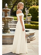  فساتين زفاف A-الخط دون الكتف بدون كم ذيل مثل الفرشاة ساتان فساتين الزفاف مع روش لون صلب