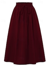 ieftine Fuste casual-Pentru femei Elegant Modă Casual Maxi Talie Medie Fuste Simplu Zdrobit Cordon Micro-elastic Zilnic Stradă Roșu Vin Bleumarin Negru Roz Vară