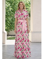 economico Lunghezza del pavimento-Linea ad A Lunghezza al pavimento Abito da invitata a nozze Abito da cerimonia per signora Manica Corta Colletto a Camicia Elegante Formale Derby del Kentucky Semi-Formale Pizzo con Ricamo