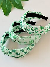 voordelige Accessoires-Dameshaarbanden van polyester met klavertjesvier, zacht knoopdesign, verschillende klavertjesvormen, lichtgewicht en comfortabele haaraccessoires, perfect voor St. Patrick's Day-vieringen en dagelijks gebruik.