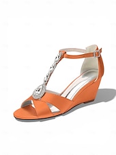 cheap Women-Women's Pink Satin Crystal Wedge Sandals – Elegant Dressy Style for Resort Evenings