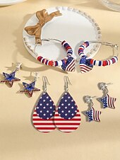  Vereinigte Staaten 250. Jubiläum Damen Legierung Amerikanische Flagge Ohrringe – Mehrere Stile – Perfekt für  Unabhängigkeitstagsfeierlichkeiten