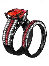 Χαμηλού Κόστους Γάμος ACC-Σετ ανδρικών δαχτυλιδιών με μαύρη πέτρα, κράμα αλουμινίου vintage γοτθικού στιλ με τετράγωνο κόσμημα, πολύχρωμες επιλογές για βέρες, αρραβώνες, πάρτι και καθημερινή casual ένδυση