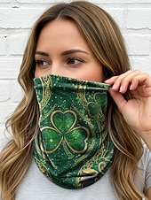 economico Accessori-Scaldacollo da donna per San Patrizio: molteplici fantasie, materiale stampato in poliestere, versatile da usare come scaldacollo o come protezione per il viso, perfetto per le celebrazioni festive
