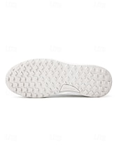 levne Pánské golfové boty-Pánské bílé golfové boty, čistý šněrovací design, lehká polstrovaná podrážka, klasický sportovní styl pro golfová hřiště a outdoorové nošení