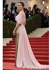cheap Ball Gown Evening Dresses-Sheath Column Overskirt Wedding Guest Dress Formal Dresses Evening Gown Prom Dresses Elegant Sleeveless Off Shoulder Prom Formal Organza Sequined with Color Block