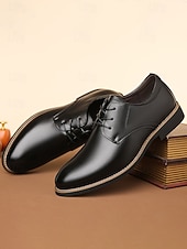 ieftine Pantofi derby-Pantofi clasici derby din piele ecologică pentru bărbați – design elegant și confortabil pentru nunți și evenimente formale