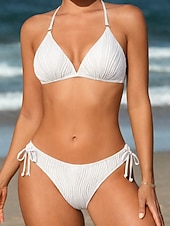 preiswerte Bikini-Sets-Damen Badeanzug Bikini Zweiteilig Slips Bademode Rückenfrei Urlaub Strandbekleidung Einfach Neckholder Ärmellos Badeanzüge