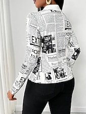 cheap Floral Blouses-Women's Shirt Blouse Buttons Letter Stylish Modern Casual Long Sleeve Shirt Collar Regular Tops Daily Holiday Going out White Summer Spring