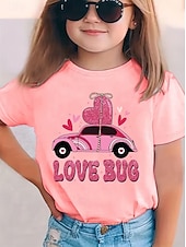 economico Cartone animato 3D della ragazza-San Valentino Ragazze 3D Cuore Grafico Auto Maglietta Manica Corta Stampa 3D Estate Primavera Sport Moda Streetwear Bambini 4-12 Anni Girocollo Casuale Quotidiano All'aperto Vestibilità regolare